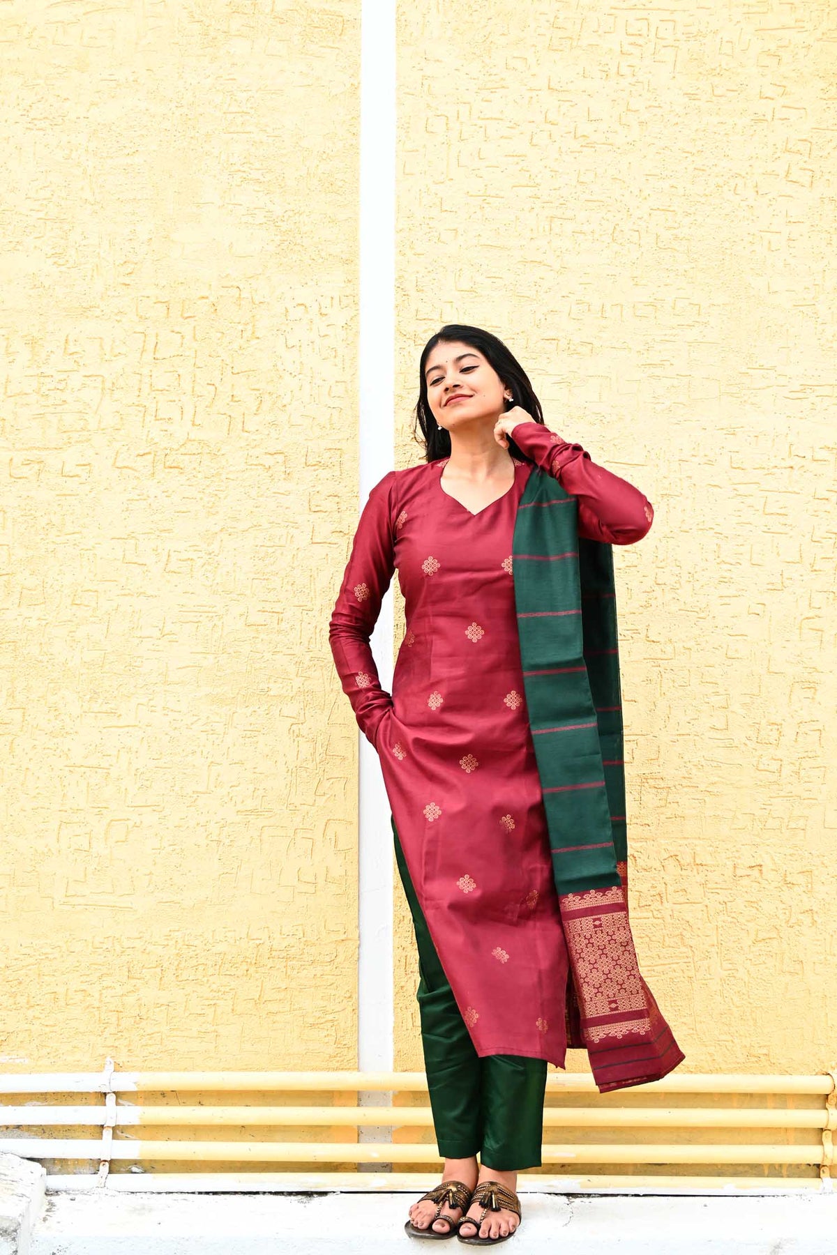 Maroon &  green