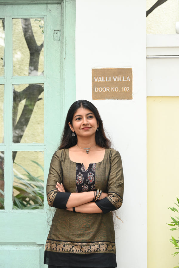 Grey Pure Handloom Cotton Short Kurta