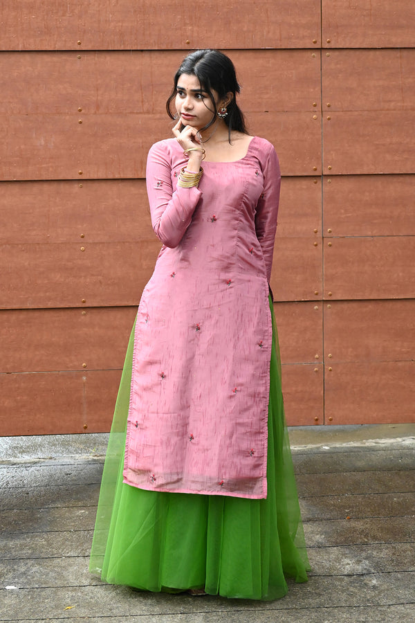 Pink Hand Embroidered Sharara Set