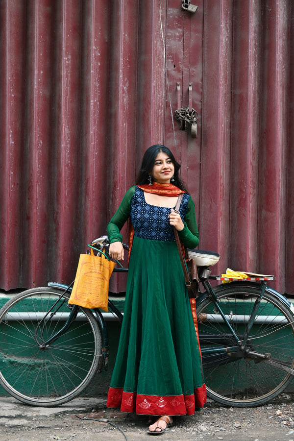 Peacock inspired anarkali with dupatta